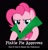 Size: 873x915 | Tagged: safe, artist:happyday82, character:pinkie pie, species:earth pony, species:pony, g4, black background, check, seal of approval, simple background, text