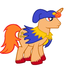 Size: 556x523 | Tagged: artist needed, safe, species:pony, species:unicorn, cape, clothing, geno, male, mario, ponified, simple background, solo, stallion, super mario bros., super mario rpg, white background
