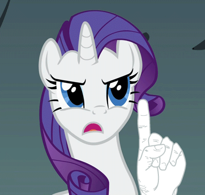 Size: 400x381 | Tagged: artist needed, safe, character:rarity, species:pony, species:unicorn, animated, female, finger, gif, hand, image macro, mare, reaction image, solo