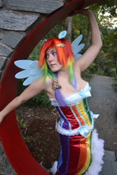 Size: 2304x3456 | Tagged: artist needed, safe, artist:tenshi-cosplay, character:rainbow dash, species:human, clothing, cosplay, dress, gala dress, irl, irl human, photo, solo