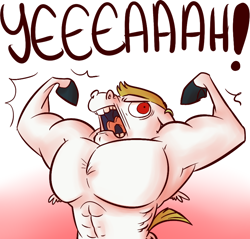 Size: 860x823 | Tagged: artist needed, safe, character:bulk biceps, armpits, majestic, solo, text