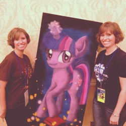 Size: 1024x1024 | Tagged: artist needed, safe, character:twilight sparkle, species:human, book, irl, painting, photo, solo