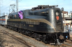 Size: 1024x672 | Tagged: artist needed, dead source, safe, character:twilight sparkle, species:pony, species:unicorn, amtrak, electric locomotive, female, gg1, irl, locomotive, mare, pennsylvania railroad, photo, ponies in real life, train, vector