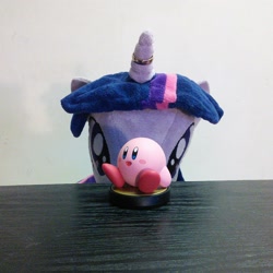 Size: 1944x1944 | Tagged: artist needed, safe, character:twilight sparkle, amiibo, cute, horn ring, irl, jin, kirby, kirby (character), photo, plushie, twiabetes