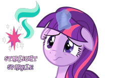 Size: 1920x1200 | Tagged: artist needed, safe, character:starlight glimmer, character:twilight sparkle, character:twilight sparkle (alicorn), species:alicorn, species:pony, episode:the cutie map, g4, my little pony: friendship is magic, :s, bad end, counterparts, female, floppy ears, frown, fusion, glowing horn, magic, magical trio, mare, sad, sad face, sadlight glimmer, solo, twilight's counterparts, wavy mouth, we have become one, xk-class end-of-the-world scenario