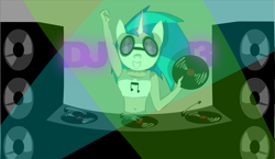 Size: 1723x1000 | Tagged: artist needed, source needed, safe, character:dj pon-3, character:vinyl scratch, species:human, belly button, clothing, deadmau5, female, humanized, mask, solo