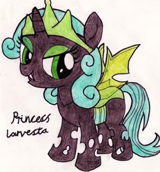 Size: 931x1002 | Tagged: artist needed, safe, oc, oc only, oc:princess larva, species:changeling, changeling queen, changeling queen oc, female, simple background