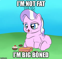 Size: 484x460 | Tagged: artist needed, safe, character:diamond tiara, eric cartman, fat, i'm not fat i'm big boned, image macro, meme, obese, rolls of fat, south park