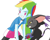 Size: 400x320 | Tagged: safe, artist:mega-shonen-one-64, base used, character:rainbow dash, my little pony:equestria girls, base:sakyas-bases, blackgatomon, cat, crossover, digimon, duo, female, gatomon, simple background, white background