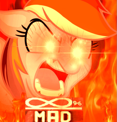 Size: 513x532 | Tagged: artist needed, safe, character:rainbow dash, 200% mad, angry, expand dong, exploitable meme, explosion, fire, glowing eyes, glowing eyes meme, glowing eyes of doom, infinity, infinity symbol, meme, metal gear, metal gear rising, rage, screaming, senator armstrong, yelling
