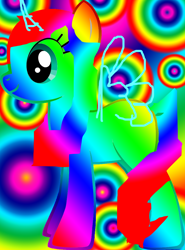 Size: 768x1040 | Tagged: artist needed, safe, oc, oc only, species:alicorn, species:pony, alicorn oc, donut steel, female, gradient, gradient hair, gradient hooves, joke oc, mare, rainbow colors, solo