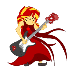 Size: 765x736 | Tagged: artist needed, safe, character:sunset shimmer, my little pony:equestria girls, clothing, dress, electric guitar, female, god tier, guitar, hero of time, homestuck, rocky horror picture show, solo, sunset shredder, sylph of time