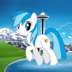 Size: 1280x1280 | Tagged: artist needed, safe, oc, oc only, microsoft, seattle, solo, space needle, windows