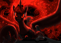 Size: 850x601 | Tagged: artist needed, source needed, safe, character:princess luna, fangs, glowing eyes, solo, wip