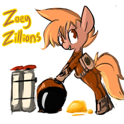 Size: 673x673 | Tagged: safe, artist:tjpones, oc, oc only, oc:zoey zillions, species:pony, adventurer, gold, miner, solo, space suit