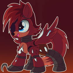 Size: 1000x1000 | Tagged: safe, artist:ruhisu, oc, oc only, oc:aerial ace, species:fox, clothing, commission, costume, five nights at freddy's, foxy, nightmare night costume, ponified, solo