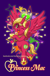 Size: 750x1141 | Tagged: safe, artist:christadoodles, character:big mcintosh, species:alicorn, species:pony, episode:do princesses dream of magic sheep?, alicornified, bipedal, crossover, crown, hoof shoes, jewelry, macabetes, magical girl, one eye closed, open mouth, princess big mac, race swap, regalia, sailor moon, solo, wink