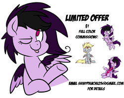 Size: 4087x3250 | Tagged: safe, artist:pixelyte, artist:shinypikachu25, character:derpy hooves, oc, oc:spiral swirl, species:pegasus, species:pony, commission, commission info, female, mare, promo