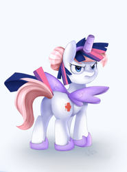 Size: 2807x3794 | Tagged: safe, artist:pridark, character:derpy hooves, character:nurse redheart, species:alicorn, species:pony, episode:scare master, g4, my little pony: friendship is magic, spoilers for another series, alicorn costume, clothing, commission, costume, cute, fake horn, fake wings, female, frown, metal gear, metal gear solid 5, nightmare night, nightmare night costume, plot, race swap, seems legit, simple background, solo, toilet paper roll, toilet paper roll horn, twilight muffins, twilight sparkle costume, unamused, venom twilight, wig
