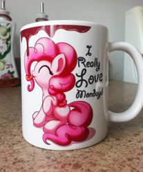 Size: 800x966 | Tagged: safe, artist:bugplayer, character:pinkie pie, bugplayer is trying to murder us, coffee, coffee mug, cup, cute, diapinkes, food, mug, positive, solo, tongue out