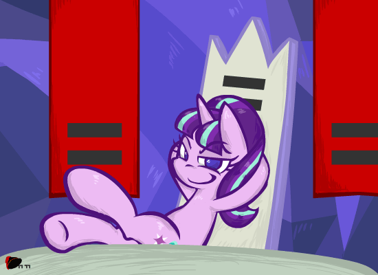 Size: 550x400 | Tagged: safe, artist:ggumbaramggun, character:starlight glimmer, episode:the cutie re-mark, animated, communism, s5 starlight, smirk, smug, smuglight glimmer, solo, this will end in communism, welcome home twilight