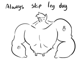 Size: 792x792 | Tagged: safe, artist:tjpones, oc, oc only, species:pony, always skip leg day, black and white, do you even lift, grayscale, leg day, meme, monochrome, muscles, overdeveloped muscles, swole, wat, what has science done