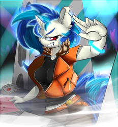 Size: 3200x3450 | Tagged: safe, artist:madacon, character:dj pon-3, character:vinyl scratch, species:anthro, breasts, busty vinyl scratch, female, solo