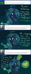 Size: 640x1536 | Tagged: safe, artist:pekou, character:queen chrysalis, species:changeling, ask, ask chrysalis, changeling queen, female, solo, tumblr