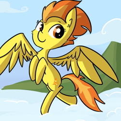 Size: 720x720 | Tagged: safe, artist:tjpones, character:spitfire, cute, cutefire, smiling, solo, spread wings, wings