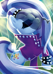 Size: 637x900 | Tagged: safe, artist:yulyeen, character:coloratura, character:countess coloratura, species:earth pony, species:pony, episode:the mane attraction, g4, my little pony: friendship is magic, clothing, eyes closed, female, mare, profile, solo