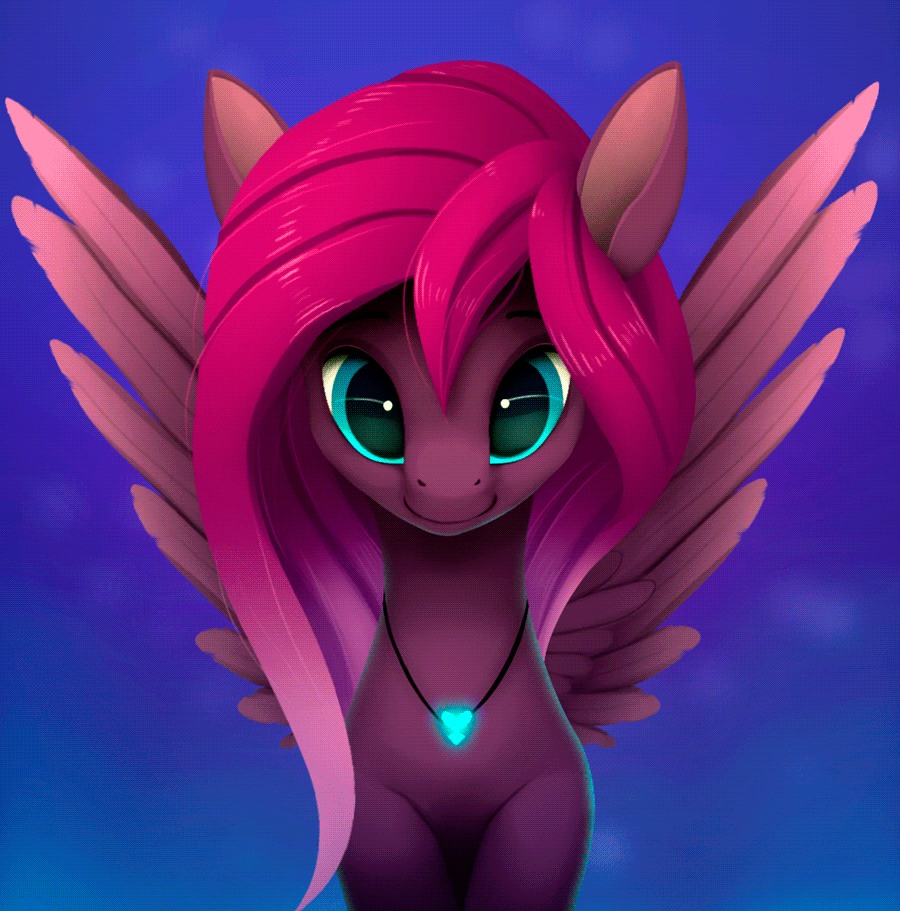 Size: 900x911 | Tagged: safe, artist:rodrigues404, oc, oc only, oc:vespidae, species:changeling, animated, changeling oc, cute, cuteling, female, looking at you, pink changeling, smiling, solo