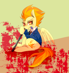 Size: 900x960 | Tagged: safe, artist:phyllismi, character:spitfire, clothing, mouth hold, nightstick, sitting, solo, whistle