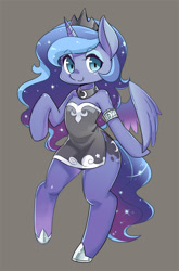 Size: 500x759 | Tagged: safe, artist:shepherd0821, character:princess luna, species:alicorn, species:pony, clothing, female, semi-anthro, smiling, solo