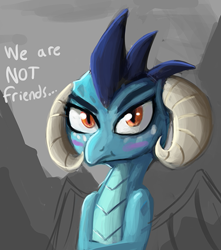 Size: 515x583 | Tagged: safe, artist:tjpones, character:princess ember, species:dragon, episode:gauntlet of fire, g4, my little pony: friendship is magic, blushing, dialogue, female, looking at you, solo, tsundember, tsundere, wip