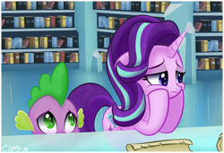 Size: 1238x845 | Tagged: safe, artist:ctb-36, character:spike, character:starlight glimmer, episode:the crystalling, g4, my little pony: friendship is magic, cute, scene interpretation