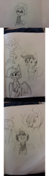 Size: 1280x4560 | Tagged: safe, artist:tjpones, oc, oc only, oc:holly wood, oc:murder slice, species:bat pony, species:pony, clothing, floppy ears, grayscale, monochrome, necktie, scarf, sharp teeth, sketch, sketch dump, smiling, suit, sunglasses, sweater, talent agent, toothy grin, traditional art