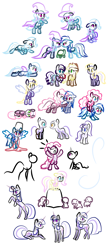 Size: 1400x3212 | Tagged: safe, artist:ctb-36, character:applejack, character:cheerilee, character:coloratura, character:derpy hooves, character:fluttershy, character:pinkie pie, character:rainbow dash, character:starlight glimmer, character:tank, character:trixie, character:twilight sparkle, species:pegasus, species:pony, bucket, bucketdash, cheeribetes, crossover, cute, derpabetes, diatrixes, doodle, doodles, female, mare, minimalist, ponies riding ponies, sketch, sketch dump, starcraft, starcrafts, trixie's cape, trixie's hat, twiabetes, zerg, zergling