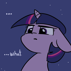Size: 726x726 | Tagged: safe, artist:tjpones, character:twilight sparkle, character:twilight sparkle (alicorn), species:alicorn, species:pony, ..., bust, female, floppy ears, mare, reaction image, solo, wat