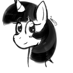 Size: 540x540 | Tagged: safe, artist:apple-jazzy, character:twilight sparkle, cute, monochrome, simple background, solo, white background