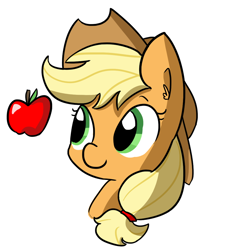 Size: 1080x1080 | Tagged: safe, artist:tjpones, character:applejack, apple, cute, food, jackabetes, simple background, solo, white background