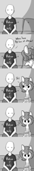 Size: 713x3565 | Tagged: safe, artist:tjpones, oc, oc only, oc:brownie bun, oc:richard, species:human, horse wife, :t, :|, bald, clothing, comic, couch, crackers, descriptive noise, dialogue, eating, food, grayscale, meme, monochrome, munching, shirt, stare