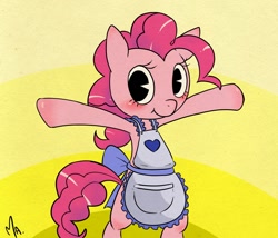 Size: 1400x1200 | Tagged: safe, artist:gatodelfuturo, character:pinkie pie, species:pony, apron, bipedal, clothing, happy, smiling