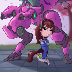 Size: 1280x1280 | Tagged: safe, artist:tjpones, clothing, cute, d.va, mech, mecha, overwatch, ponified, solo