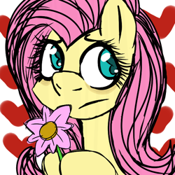 Size: 540x540 | Tagged: safe, artist:apple-jazzy, character:fluttershy, bags under eyes, cute, flower, shyabetes, solo, wingding eyes