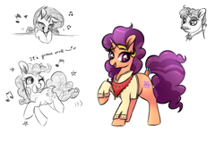 Size: 1280x808 | Tagged: safe, artist:phyllismi, character:coriander cumin, character:pinkie pie, character:rarity, character:saffron masala, episode:spice up your life, g4, my little pony: friendship is magic, sketch
