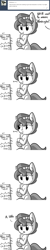 Size: 792x3960 | Tagged: safe, artist:tjpones, oc, oc only, oc:brownie bun, species:earth pony, species:pony, horse wife, air conditioner, ask, chest fluff, comic, dialogue, drink, drinking, ear fluff, female, grayscale, hoof hold, mare, monochrome, offscreen character, simple background, sipping, sitting, straw, tumblr, white background