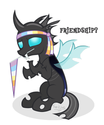 Size: 1077x1300 | Tagged: safe, artist:tina-de-love, character:thorax, species:changeling, episode:the times they are a changeling, g4, my little pony: friendship is magic, flag, headband, hilarious in hindsight, mouth hold, simple background, smiling, solo, transparent background, vector