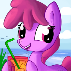 Size: 936x936 | Tagged: safe, artist:tjpones, character:berry punch, character:berryshine, berrybetes, drink, food, solo, straw