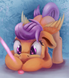 Size: 1157x1308 | Tagged: safe, artist:insanerobocat, character:scootaloo, species:pegasus, species:pony, behaving like a cat, cute, cutealoo, laser pointer, scootacat, solo
