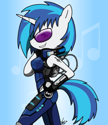 Size: 1203x1393 | Tagged: safe, artist:sandwich-anomaly, character:dj pon-3, character:vinyl scratch, species:anthro, female, mass effect, solo, sunglasses
